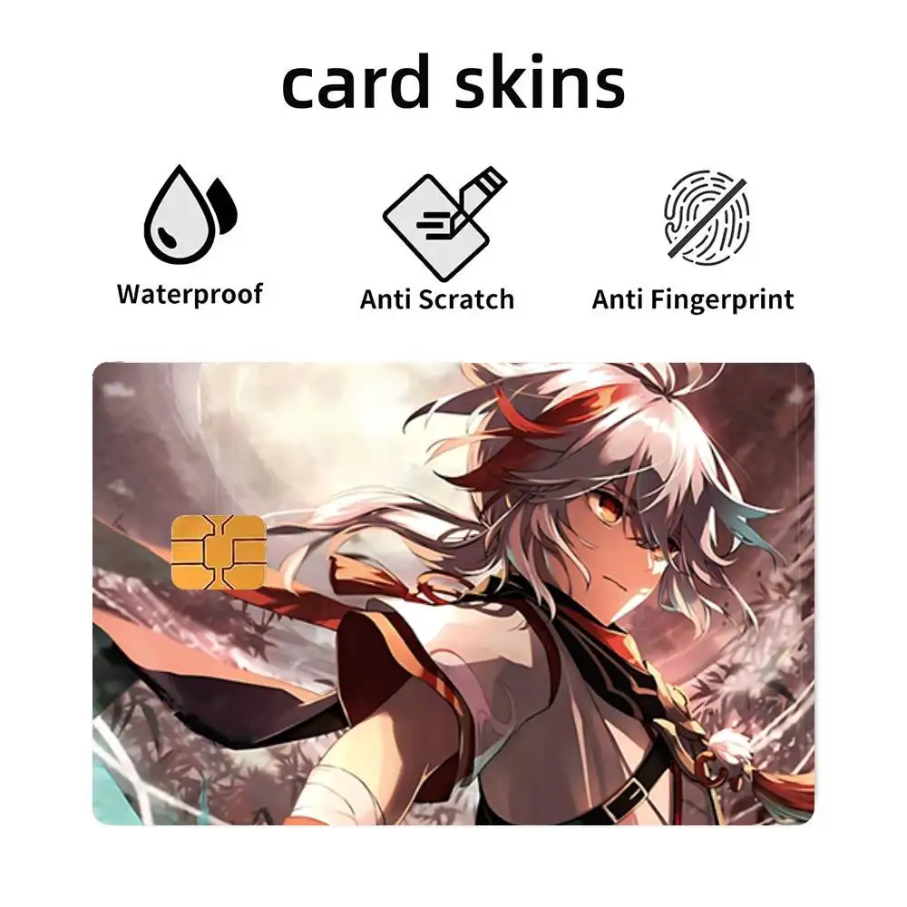 Anime Game Genshin Impact Kazuha Credit Skin Cover Card Stickers 4PCS Film Bus Pass Front Decoration Bank Debit Waterproof