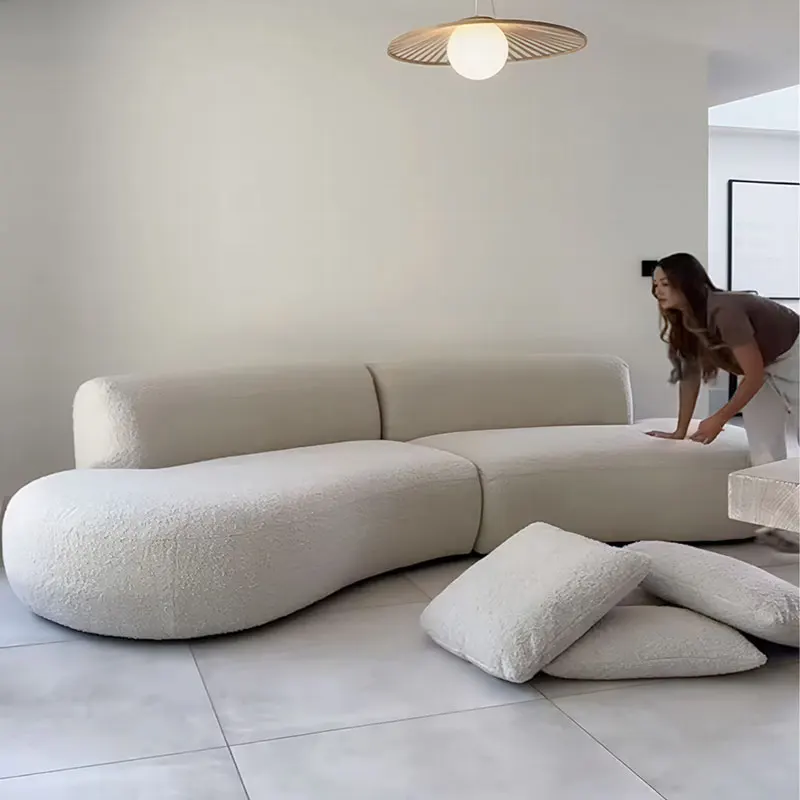xx-Modern Grey Italian Nordic Velvet Design Modular Italian Sectional Space-Saving Vacuum Compressed Curved Sofa Set Extendable