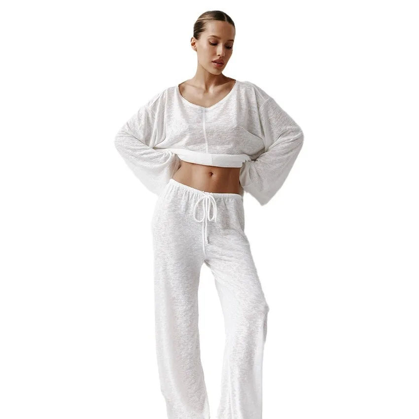 

New Cotton Pajamas for Women Long Sleeves Sleepwear Casual Sports Pijamas O-neck Woman Loungewear