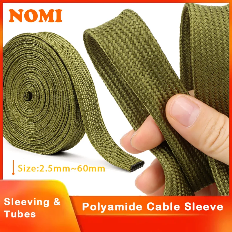 

High Density Nylon Braided Insulated Sleeve Army Green 2.5mm - 60mm 1~30m New Arrive Wire Protection Polyamide Expandable Sheath