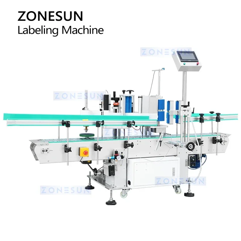 ZONESUN التفاف حول وضع العلامات لطفاية حريق حاويات أسطوانية كبيرة آلة وضع العلامات التجارية الحل ZS-TB400