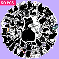 Kawaii Cute Black Cat Theme Stickers Decoration Self-adhesive Scrapbooking Stickers Waterproof PVC Notebook Laptop Phone Luggage