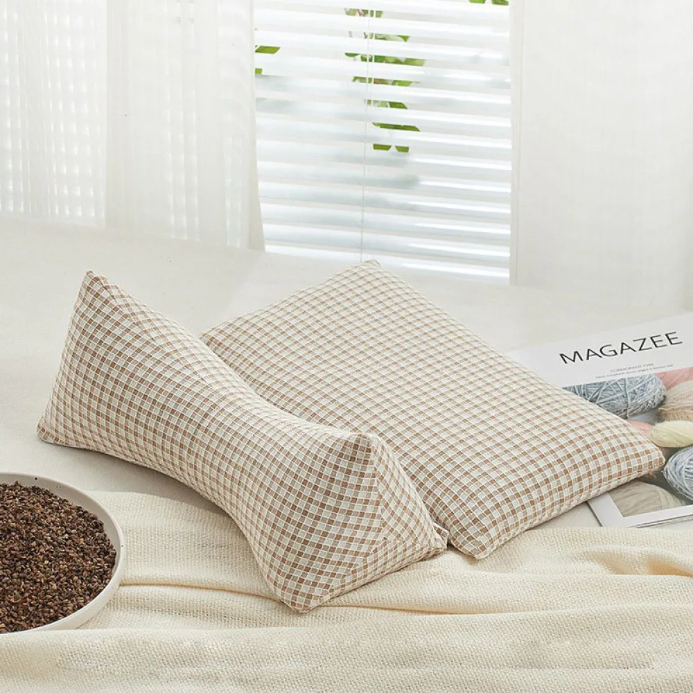 Premium Buckwheat Hull Heated Neck Pillow Ergonomic Cervical Support Triangular Orthopedic Bedding For Spine Wellness