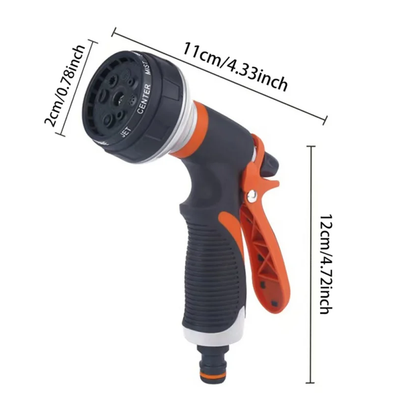 Garden Water Gun Hose Nozzle 8 Pattern Mutifunctional Car Washing Yard Water Sprayer Pipe Tube Nozzle Sprinkle Garden Tools