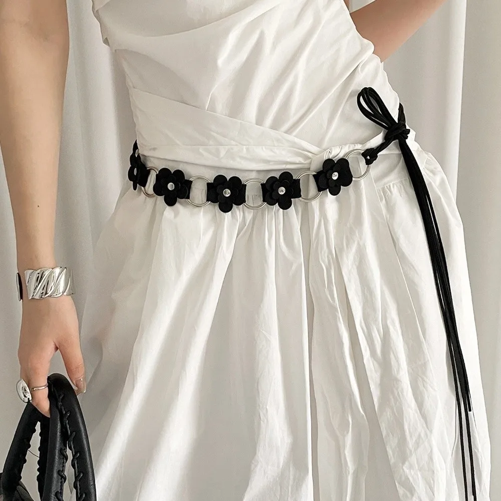 المألوف خمر حزام المرأة العرقية بوهو الجلود الخصر حبل الأزهار الحلو فستان حزام البنطال الجينز الخصر الملحقات