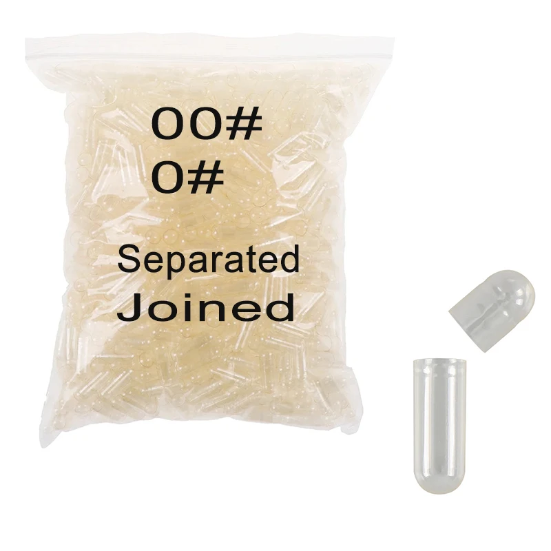 Wholesale 5000PCS Standard Size 00# 0# Empty Capsules Gelatin Clear  Hollow Hard Separated Transparent Capsules