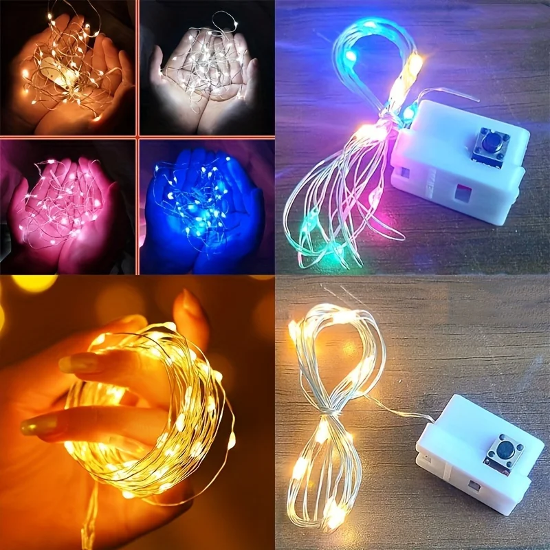10pcs Battery Operated LED Fairy Lights - Warm & Multicolor Starry Moon Lights -for DIY Wedding, Party, Christmas Decoration