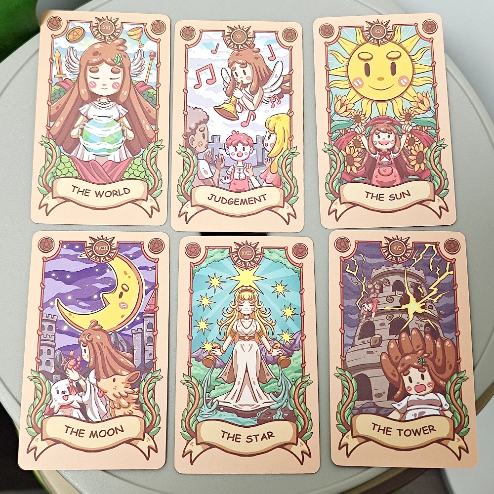 79 Pcs Cards 10.3*6cm Joyful Journey Tarot Rider-waite System Cartoon Cute Tarot Deck (includes 1 Special Card)