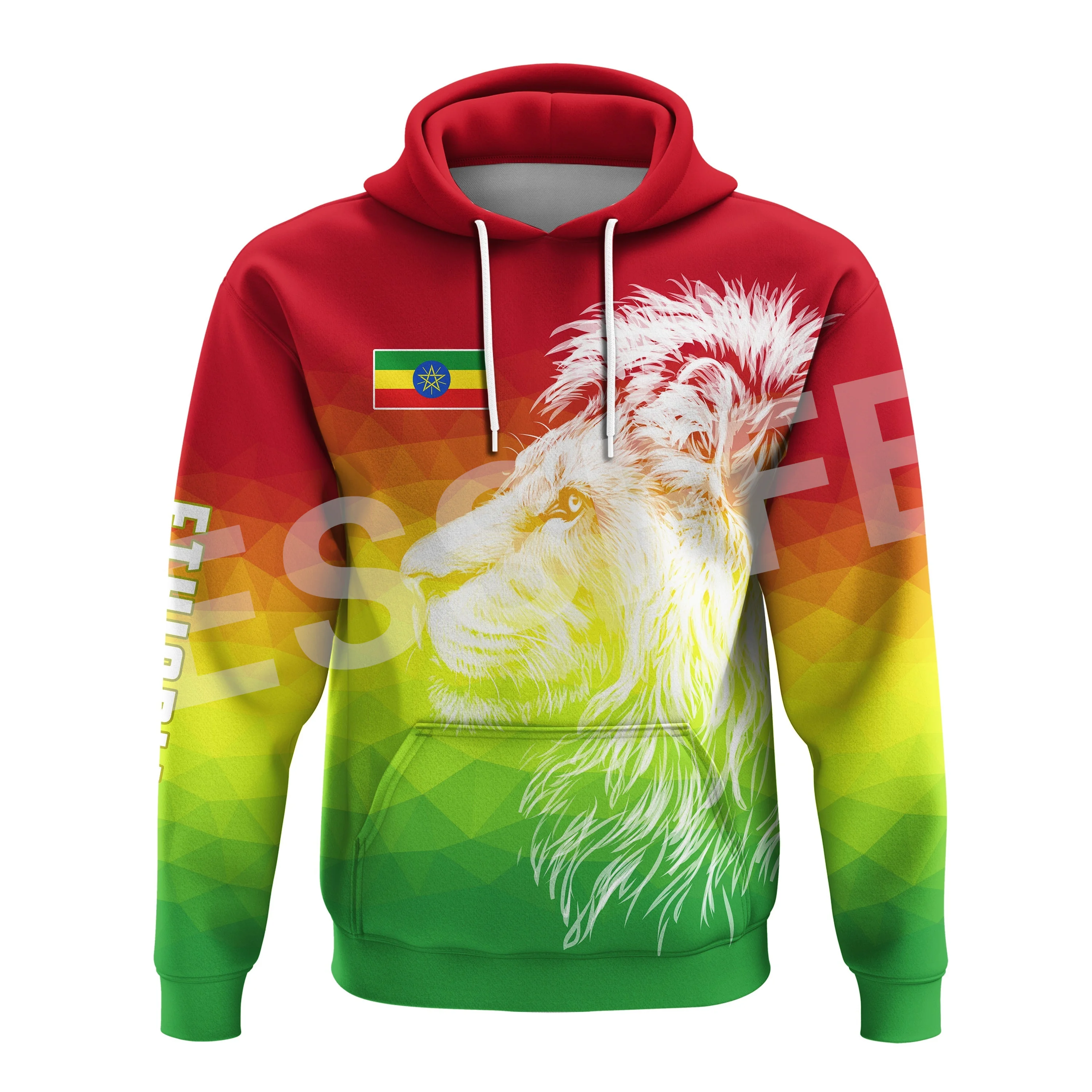 Africa Country Flag Lion Ethiopia Church Reggae Tribel Tattoo Streetwear Tracksuit 3DPrint Unisex Casual Funny Jacket Hoodies 6X