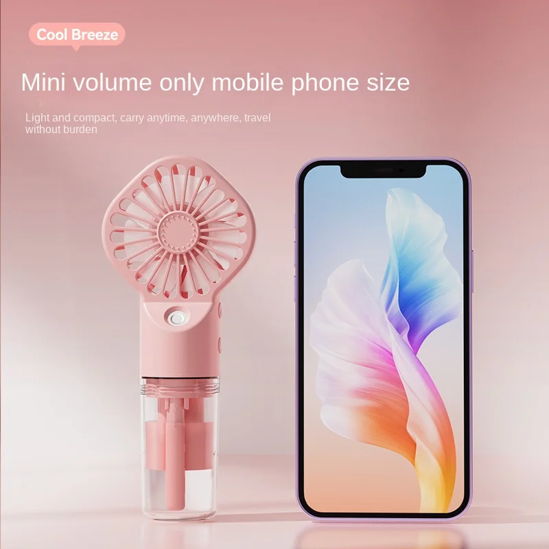ポータブルUSB充電式ミニファン,4つの調整可能な速度スプレー,水ミスト,屋外およびキャンプ用の防水デバイス