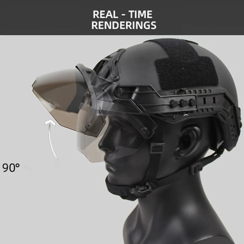 Adjustable Tactical Helmet Flip Goggles Airsoft Paintball FAST Helmet Windproof Anti Fog CS Wargame Goggles
