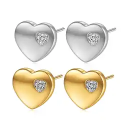 VQYSKO CZ Heart Stud Earrings Wedding jewelry Gift for Women Bridesmaid Gift Valentine’s Day Gift Wedding Heart Earrings