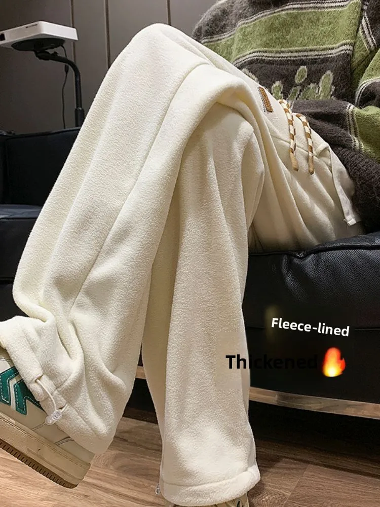 

Thiened Fce Men's Winter Casual Pants Double-sided Velvet avel Pants Straight Leg Long Pants Faionable Youth Sle