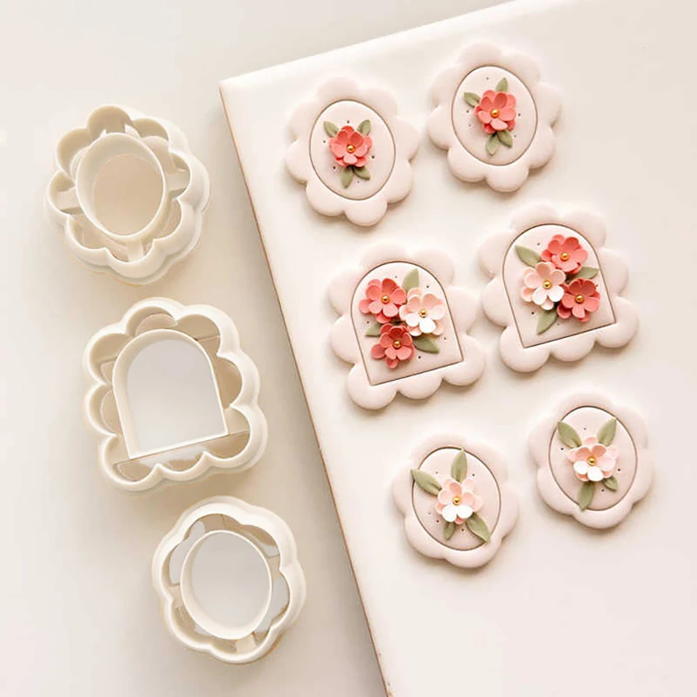 Coupe-argile polymère en céramique douce, cadre européen mignon, contour 3D, boucles d'oreilles de haute précision, moules de coupe d'argile décoratifs, outils