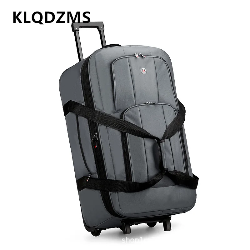 KLQDZMS Rolling Luggage Men Oxford Cloth Large Capacity Trolley Bag Outdoor Travel Storage Bag Women Foldable Checked Luggage