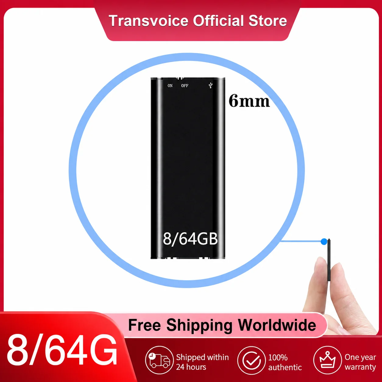 【¥1,001】Transvoice Q2 ミニデジタルレコーダー 6mm厚-アリエク特価アラート