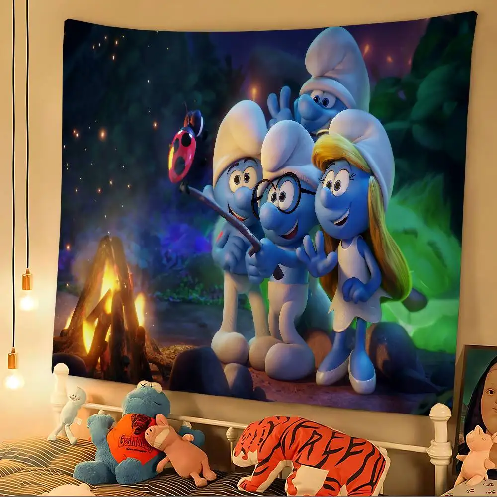 S-Smurfs Cartoon DIY Wandteppich Bohemian Wandteppiche Mandala Home Decor