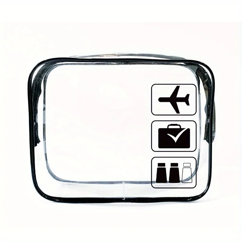 1 Buah Tas Rias Transparan Organizer Kosmetik Travel Kantong Rias Tas Pantai Portabel Tas Perlengkapan Mandi Tahan Air PVC dengan Ritsleting