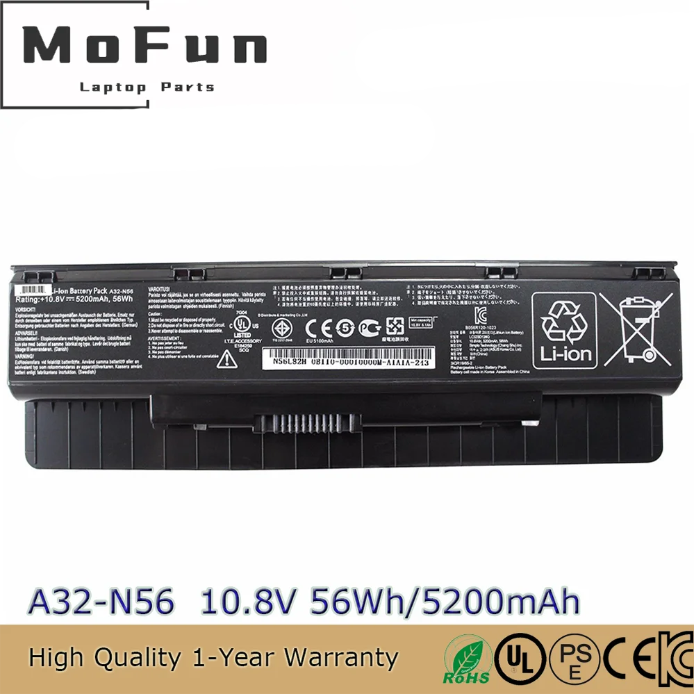 Совершенно новый оригинальный аккумулятор для ноутбука A32-N56 10,8 В 5200 мАч для Asus N46 N56 N76 R401VB R501VB R701VB G56JK G56JR