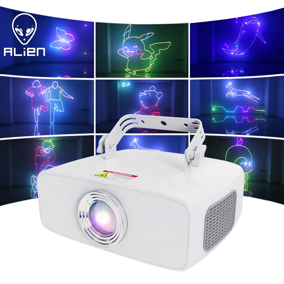 ALIEN DJ Disco 2W RGB Animation Beam Scanner Stage Laser Light Projector Bar Club Party Dance Wedding Xmas Birthday Show Lamp