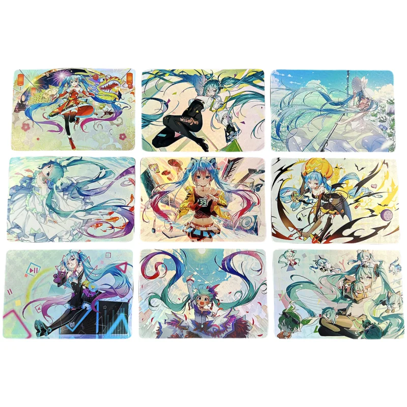 9Pcs/Set ACG Girl Cards Miku Princess Halloween Anime Game Characters Self Made Collection Color Flash Cards Virtual Songstress