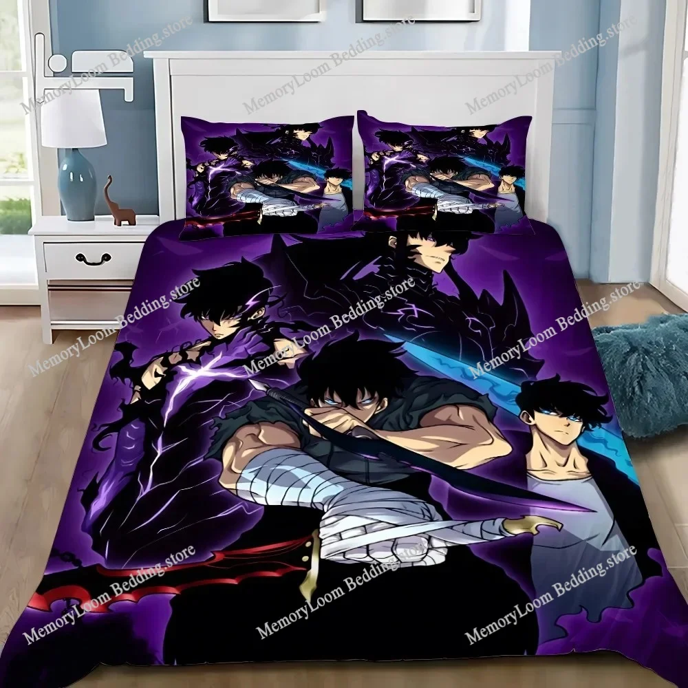 Anime Solo Leveling Duvet Cover Pillowcase Bedding Set Adult Boy Girl Bedroom Decoration Children Gift Single Double Large Size