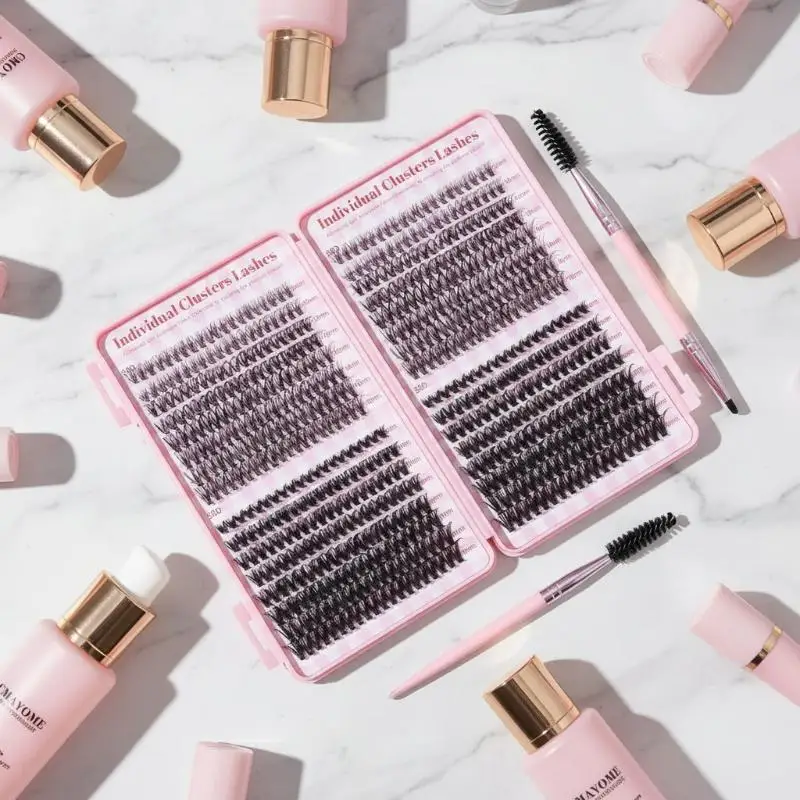 640 Pcs 30D+40D+50D Clusters Lashes Extension Kit, Length 9-16mm Natural Eyelashes Cat Eye DIY At Home