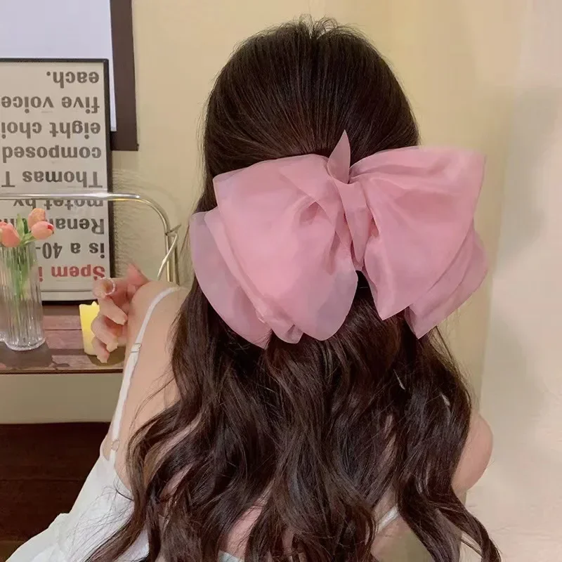 1pcs Sweet Mesh Thin Big Bow Hair Clip Korean Fashion Women Girls Hair Accessories 헤어핀  شبصات شعر بنات