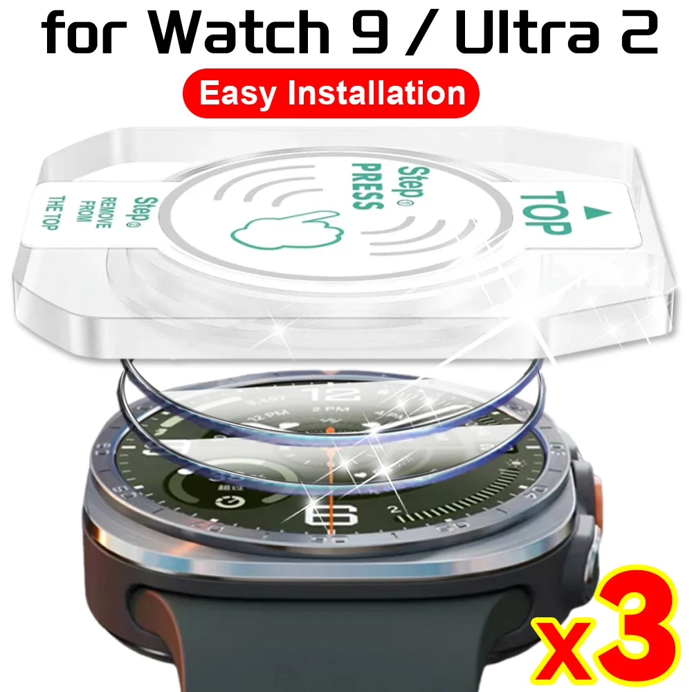 Película Protetora de Tela para Samsung Galaxy Watch Ultra 2 Watch 9 40/44mm, Vidro Temperado, Kit de Instalação com Alinhamento Automático
