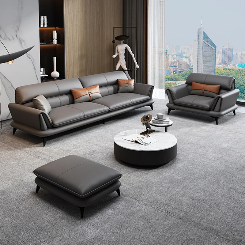 

Office sofa leather simple business reception room meeting area leisure office sofa coffee table combination three people