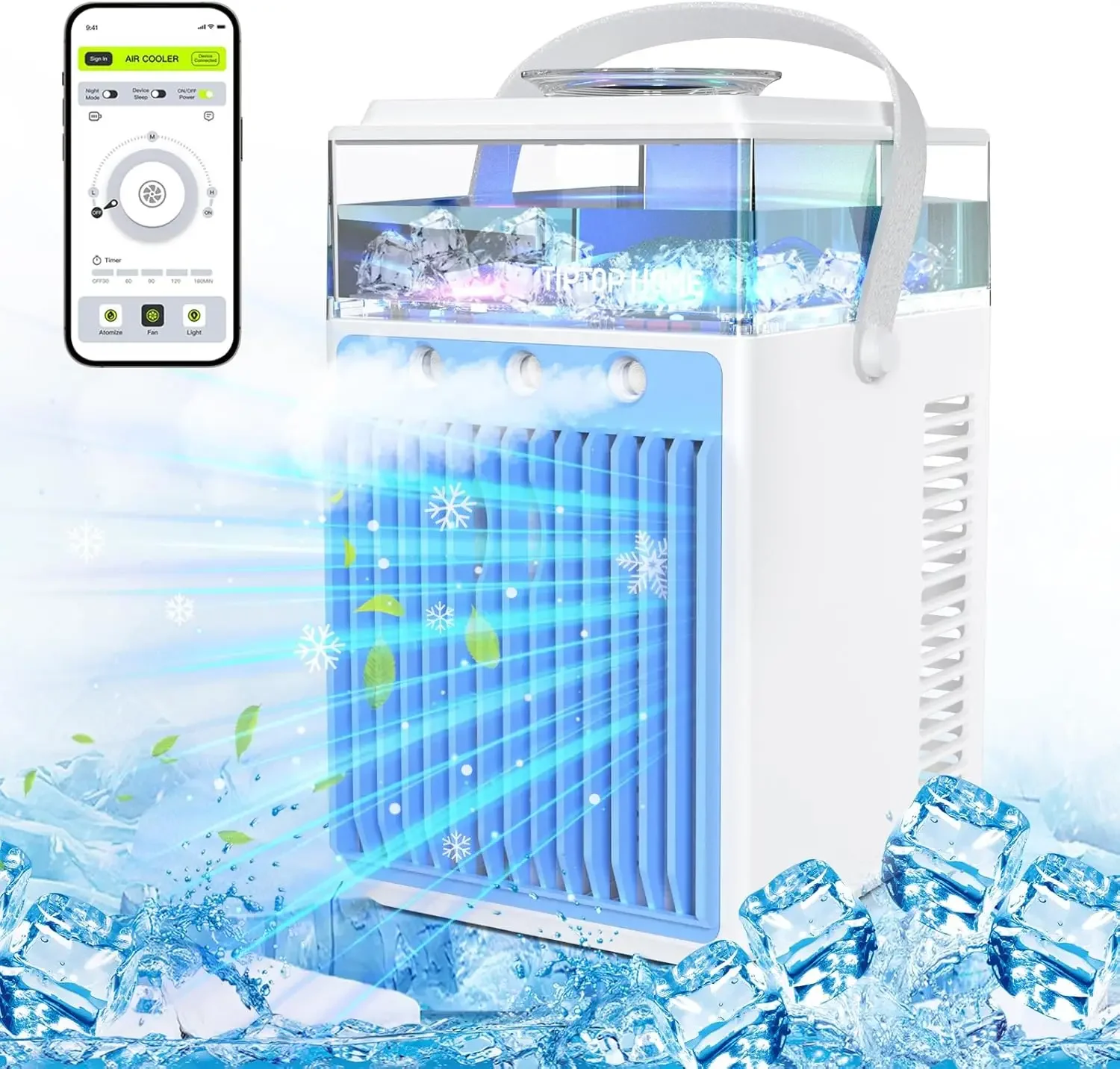 

Conditioner, Portable Air Cooler, Lightweight Personal Air Cooler, Quiet Mini Air Conditioner with 4 in 1 Function and Rechargea