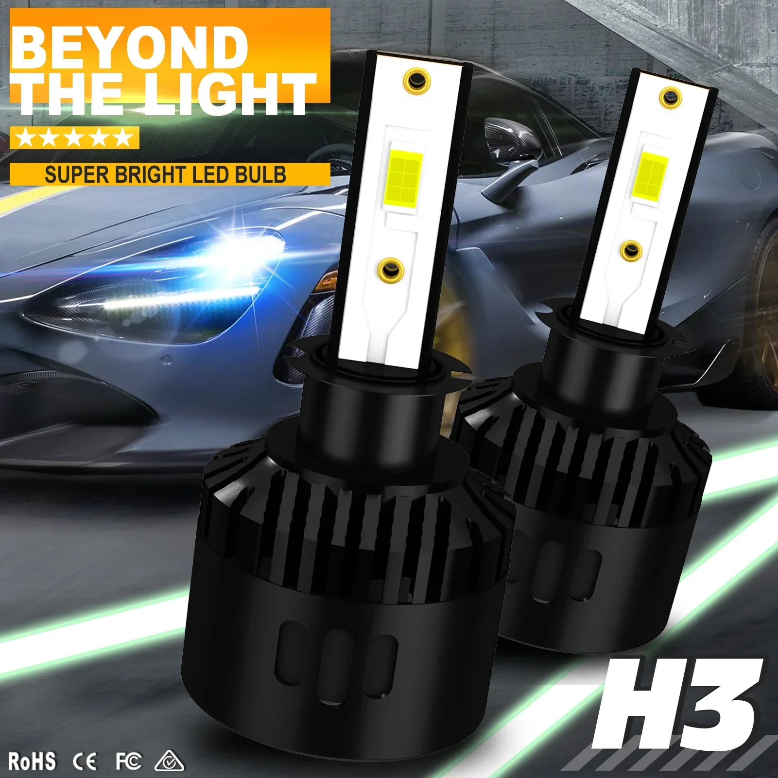 

P2 6000K H3 LED Headlight Bulbs 48w H4 H7 H11 H8 H9 H1 880 H27 LED Car Headlights 5202 9007 HB3 9006 COB Bulb Fog Light