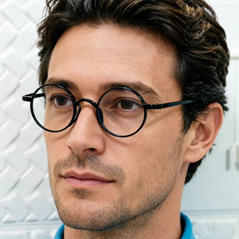 

Round Shape Pure Titanium Full-rim IP Vacuum Color Coating Durable Retro Prescription Eyeglasses for Men 10518