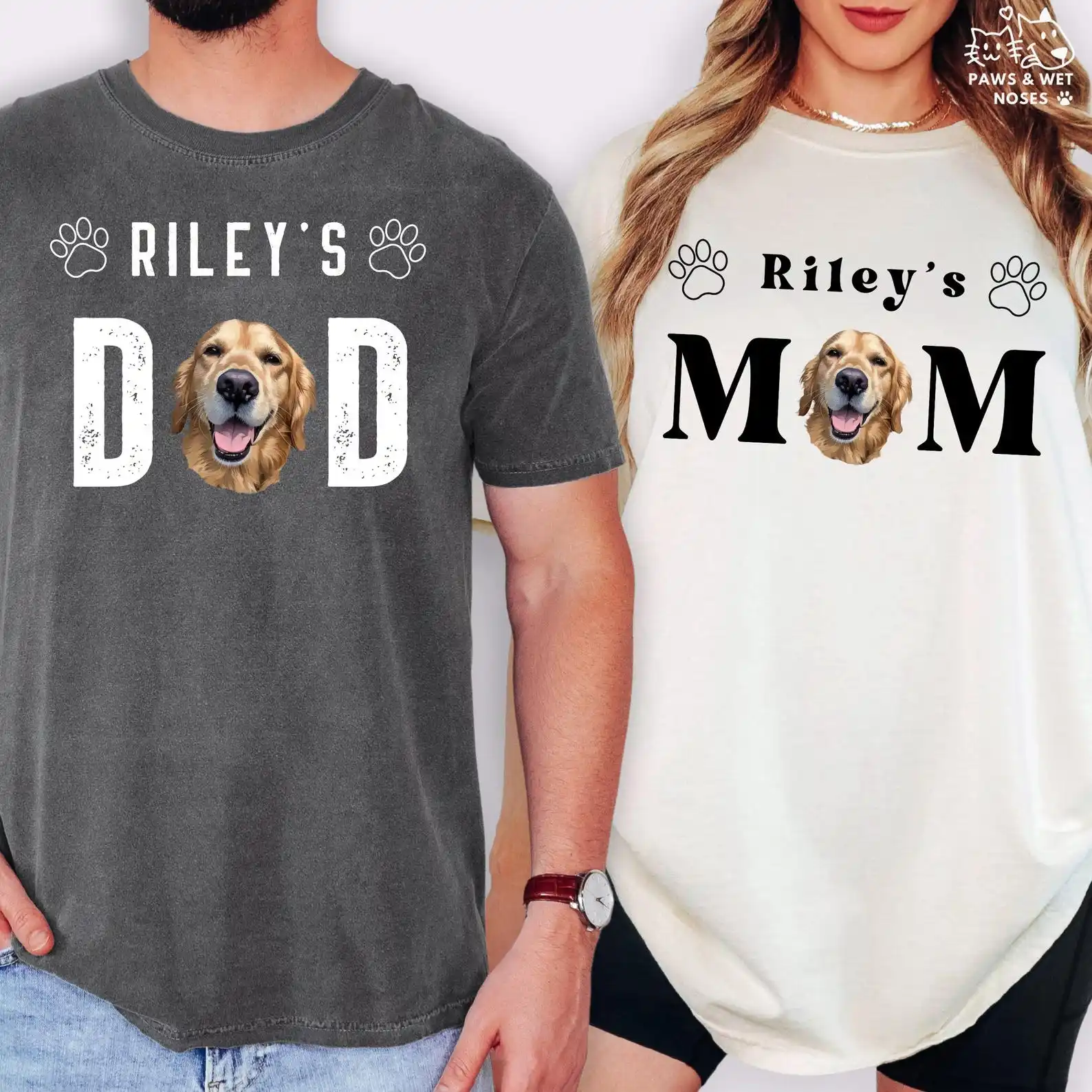 Custom Pet Dad T-Shirt Dog Photo Name Personalized Cat Shirt Custom T Shirts Dog Face Vintage Tee Gift for Dogs Lovers Dog Tops