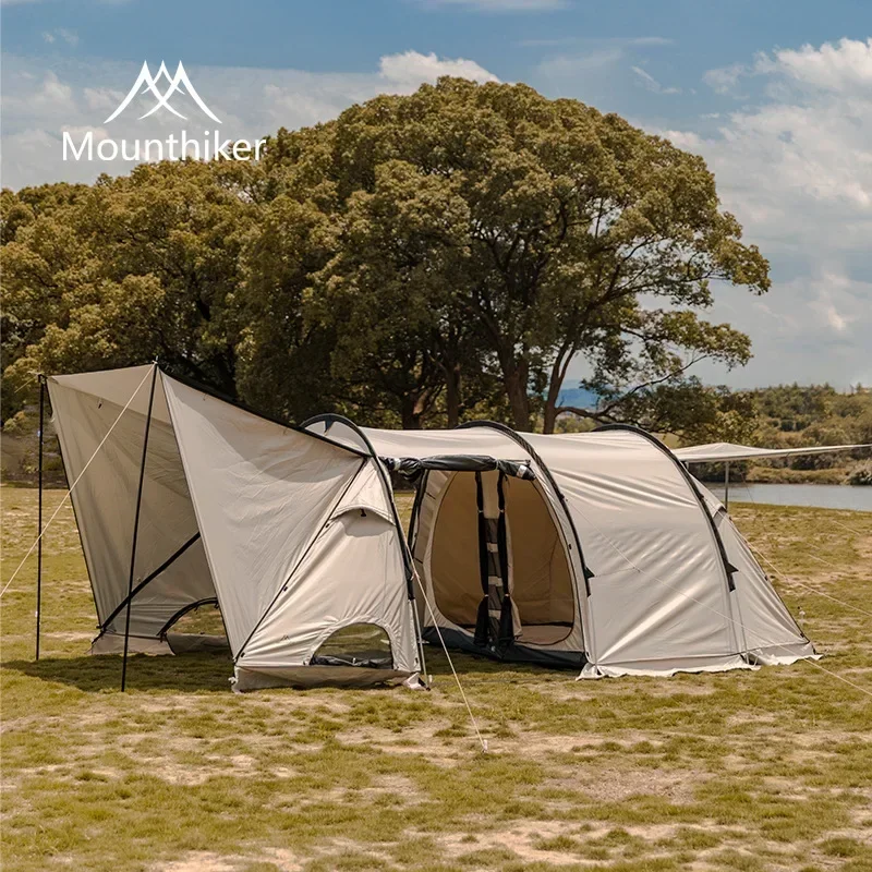 

Mounthiker Portable Tunnel Camping Tent Outdoor Family House Large Space 2 Bedrooms 1 Living Room Travel Hiking 4-8 Persons