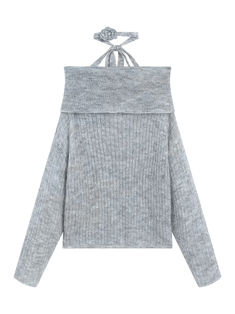 Pullover lavorati a maglia donna Slash Neck Off spalla autunno Solid coreano Trendy Pullover top Sweet Hot Girls Office Lady Streetwear