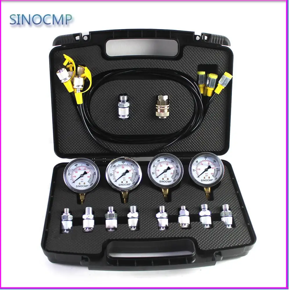 Excavator Hydraulic Pressure Gauges Kit 10Mpa/25Mpa/40Mpa/60Mpa 4pcs Gauges Diagnostic Tool Upgraded Version Hydraulic Gauge