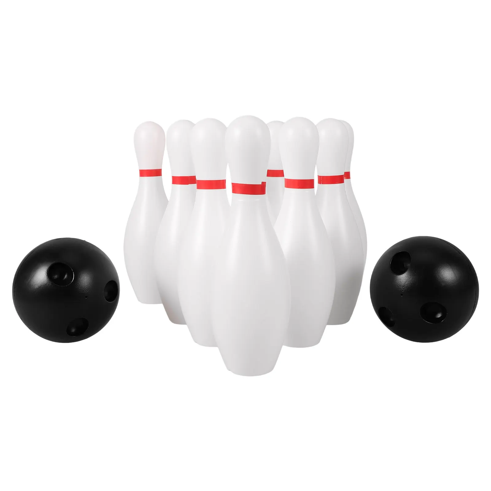 

1Set Bowling Balls Set 5.9inch Plastic Pins 2.7inch Black Balls Easy Use Learning Game for Hand Eye Coordination