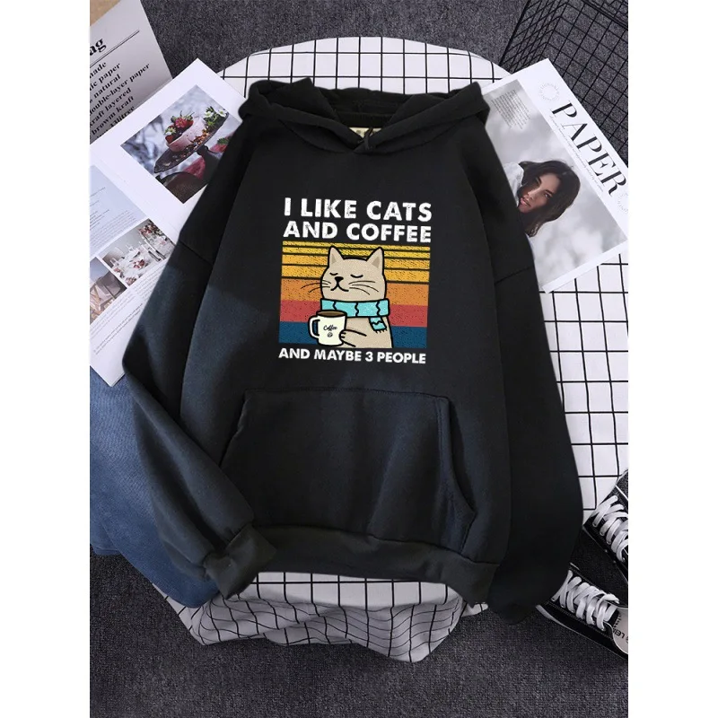 

i like cats and coffee Printed Men Hoody 2024 high quality fashion trend new product