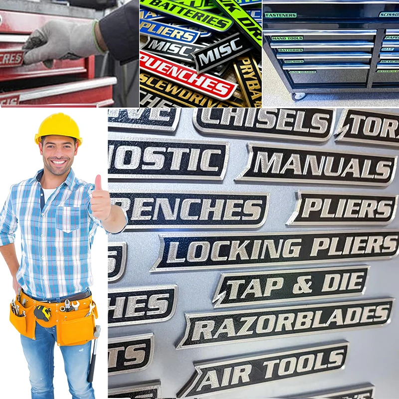 

12 Pack Of Magnetic Toolbox Labels, 3D-Printed Tool Box Labels For Tool Organization, Reusable Tags For Steel Toolboxes, Carts,