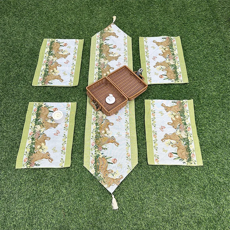 

American Style Canteen Rabbit Table Runner Festival Tablecloth TV Cabinet Table Cover Towel Placemats Set Dining Room Decor 1Set