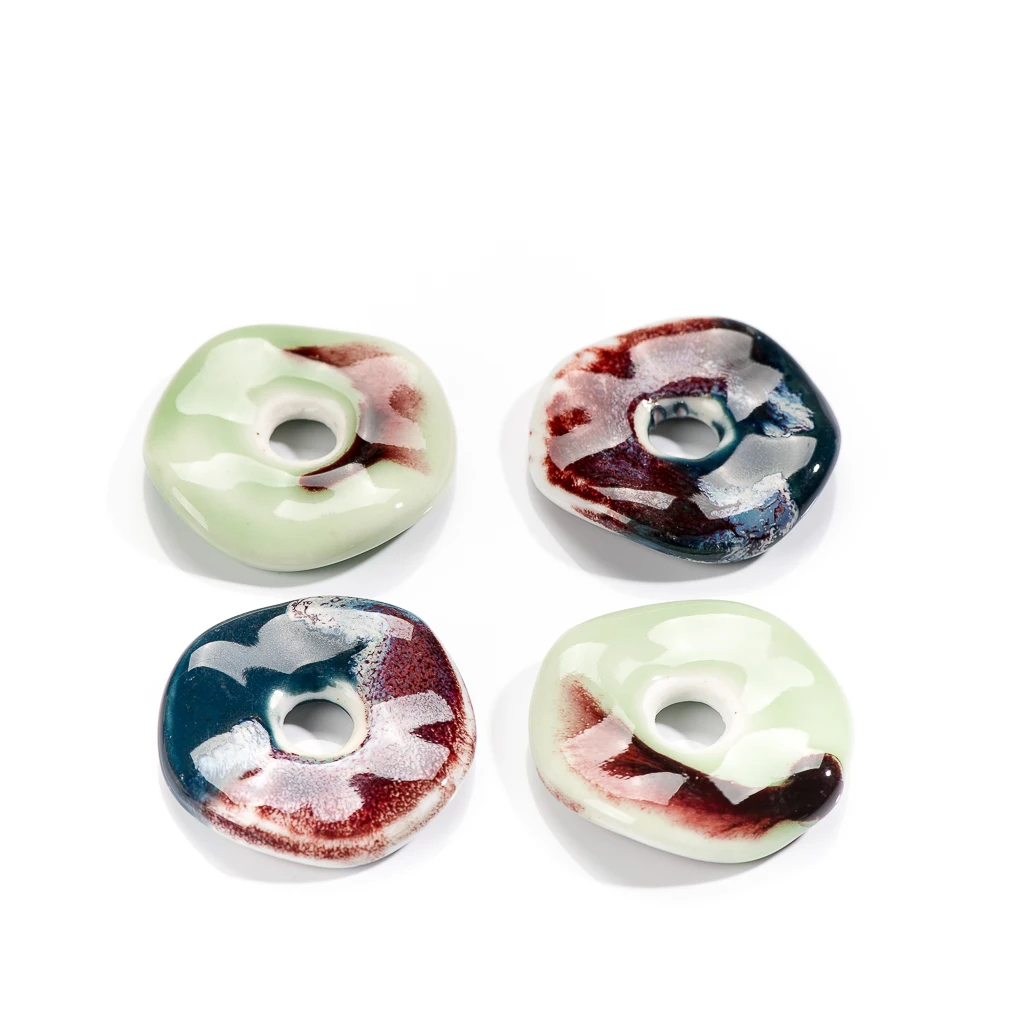 40# Abstract Image Retro Double-sided Big Art Ceramic Pendant Jewelry Accessories #8A4165