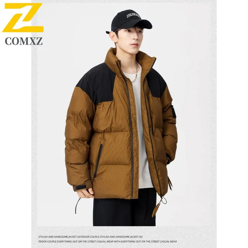 COMXZ 2025 New Autumn Winter Men Cotton Casual Padded Jacket Men Thick Quilted Puffer Stand Collar Coat lightweight windbreaker