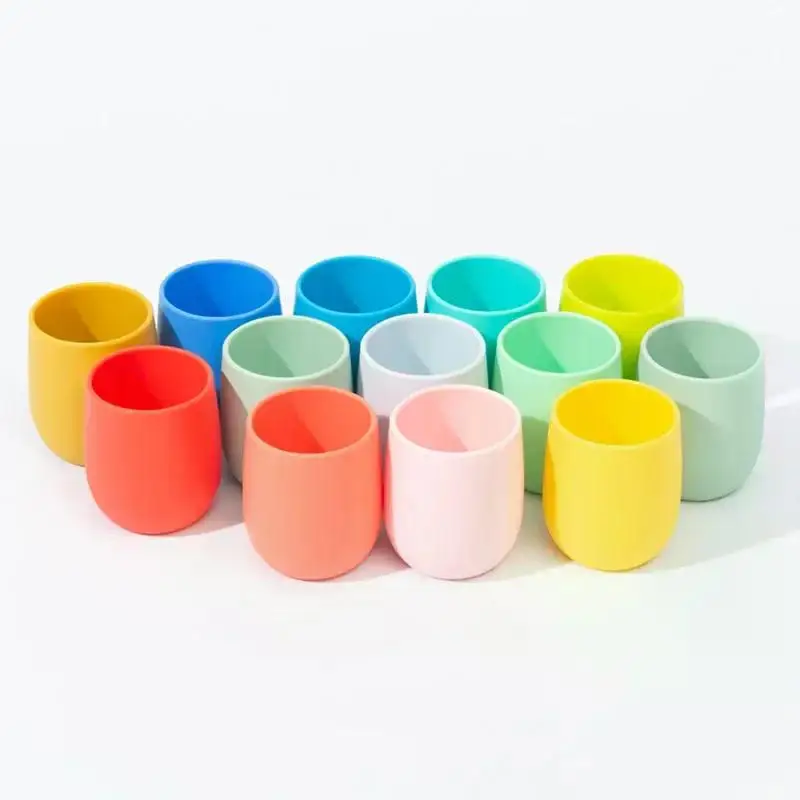 Solid Color Baby Silicone Cup Baby Learn To Drink Cup Kids Feeding Cup Toddler Tableware Drinking Feeding Accessories