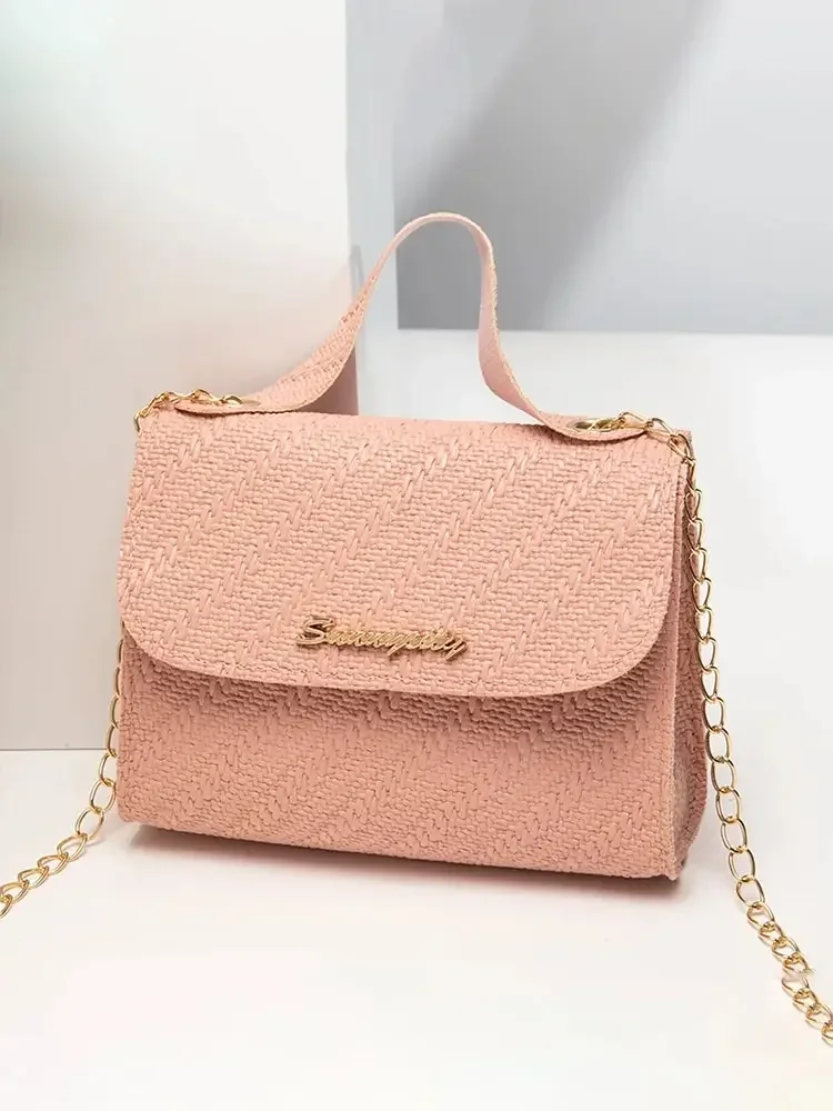 Embossing Chain Square Bag PU Leather Large Capacity Shoulder Crossbody Cell Phone Bag for Women purses and handbags