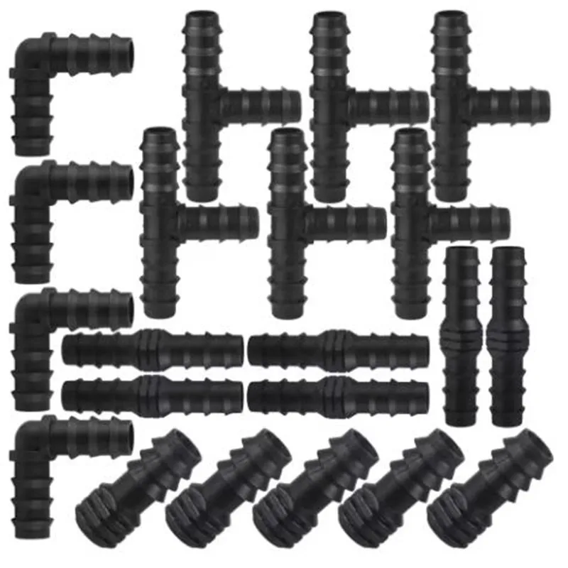40-42pcs Greenhouse PE Pipe 16mm 1/2inch Barb Tee Straight Elbow Plug Irrigation Pipe Fitting Micro Spray Irrigation Accessories