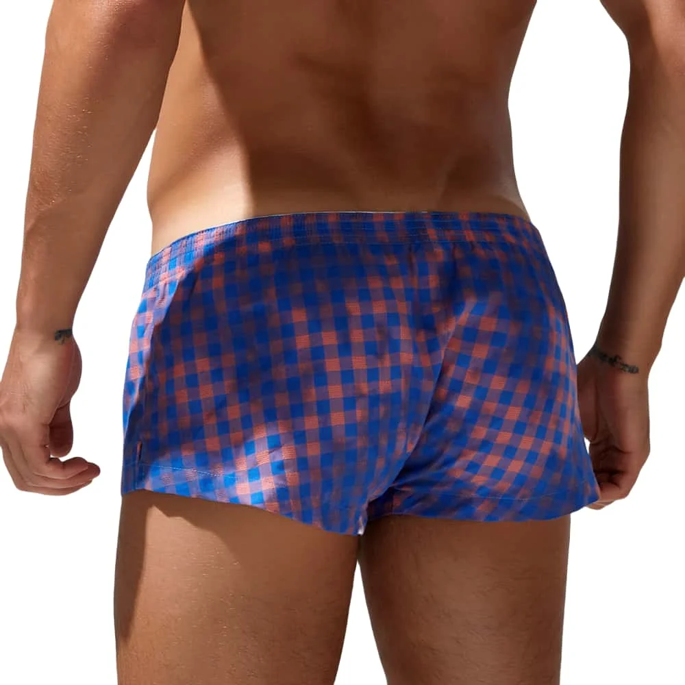 SEOBEAN Men\'s 100% Cotton Plaid Boxer Shorts Men Underwear Boxers Loungewear Shorts High Quality Underpants Boxershorts