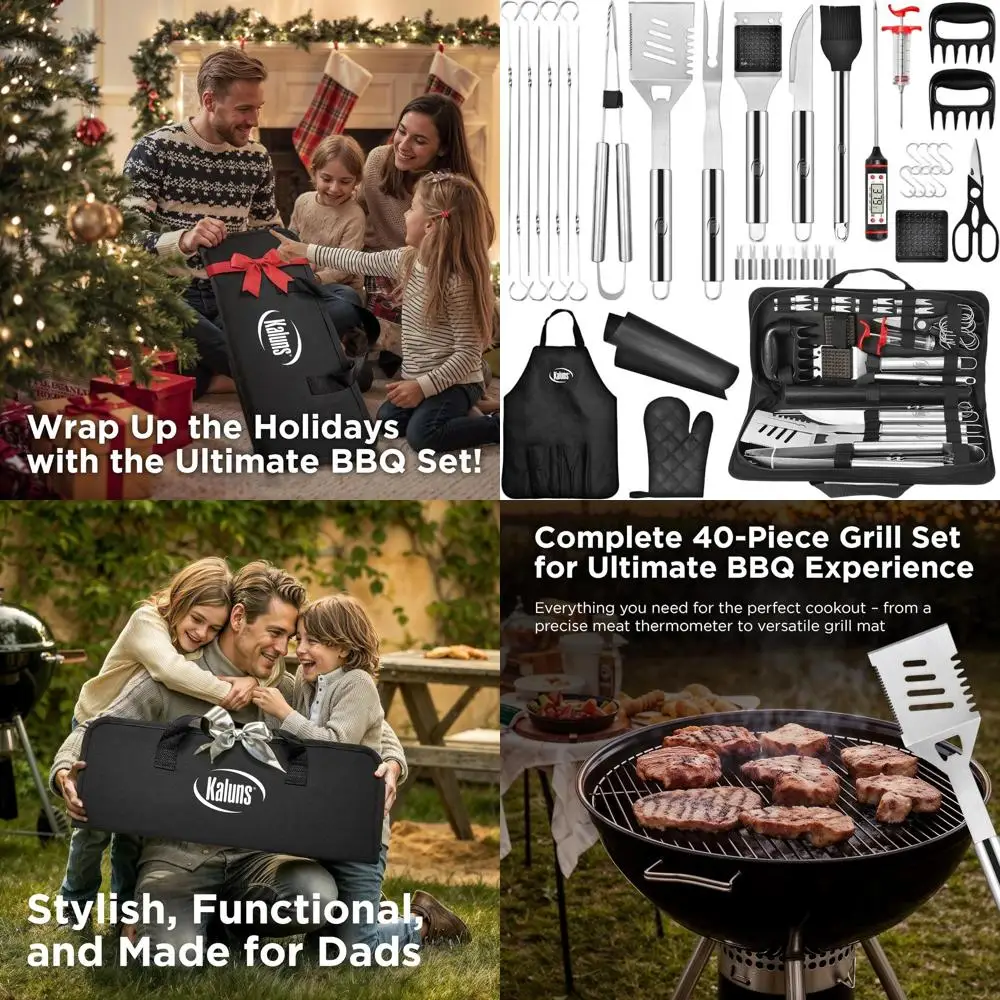 

Premium 40-Piece Stainless Steel BBQ Kit: Ultimate Grilling Set for Men & Dads - Heavy Duty Outdoor Barbecue Accessories