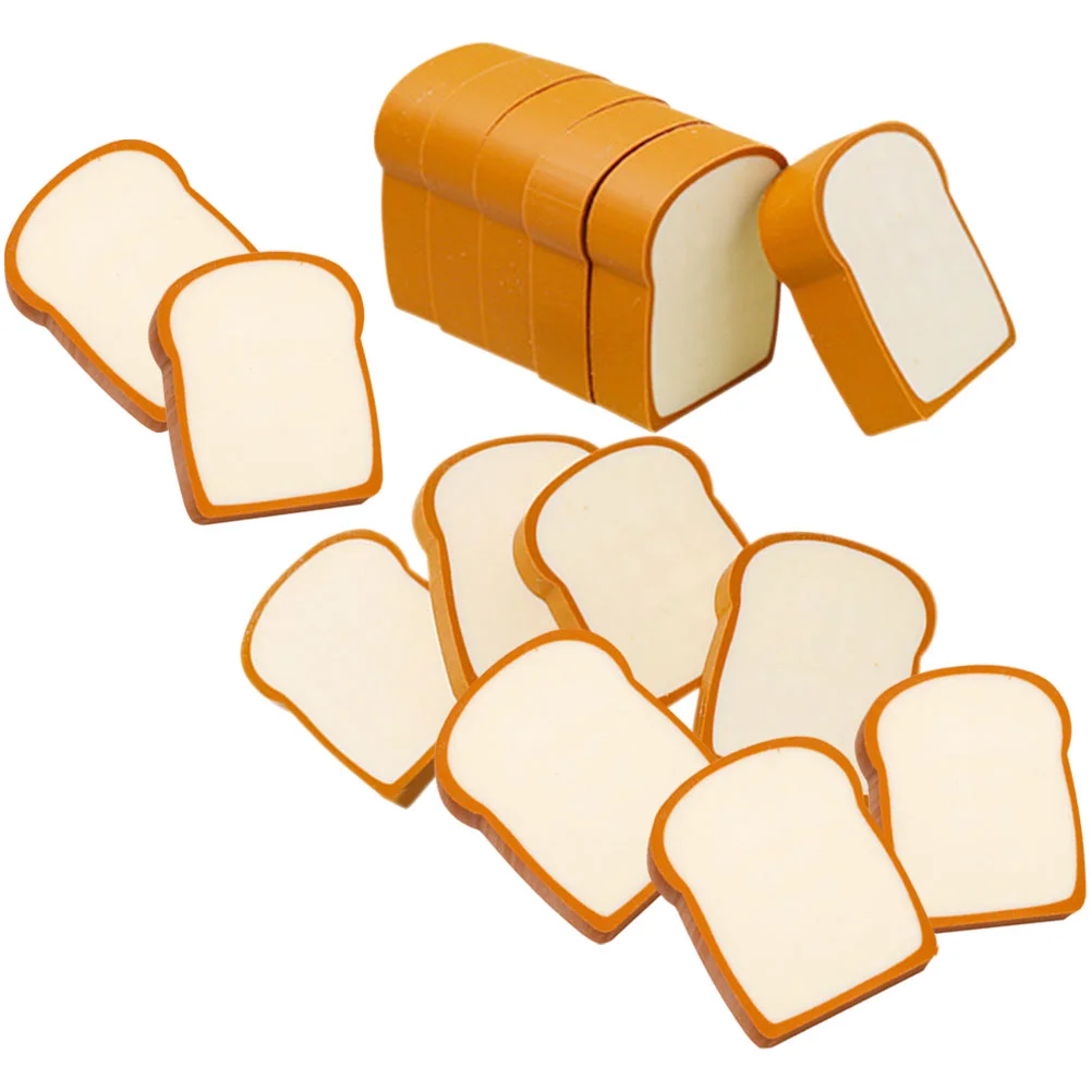 16 Pcs Toast Bread Shaped Eraser Erasers Cartoon Food Adorable Breads Cute Pencil Decorative Office