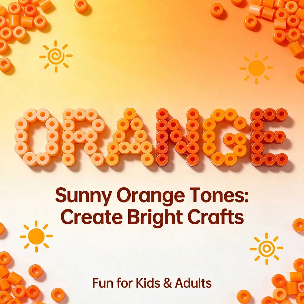2.6mm Orange Series 21 Colors Fusible Perler Beads, 1000PCS Bulk Refill Pack for DIY Art Craft & Mosaic Puzzle